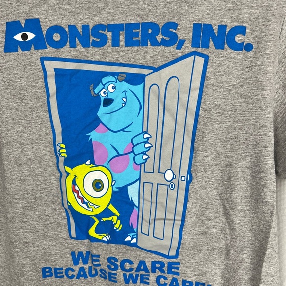Monsters Inc graphic tee sulley Mike Pixar gray Kidcore cartoon movie t-shirt - Picture 3 of 3